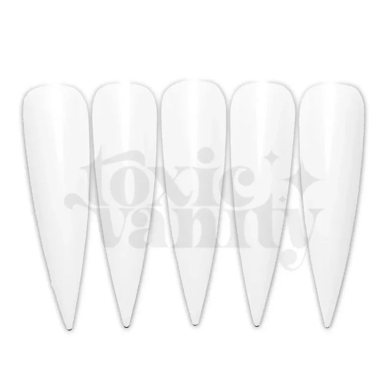 Tips nail art stiletto blanco | 50 unidades